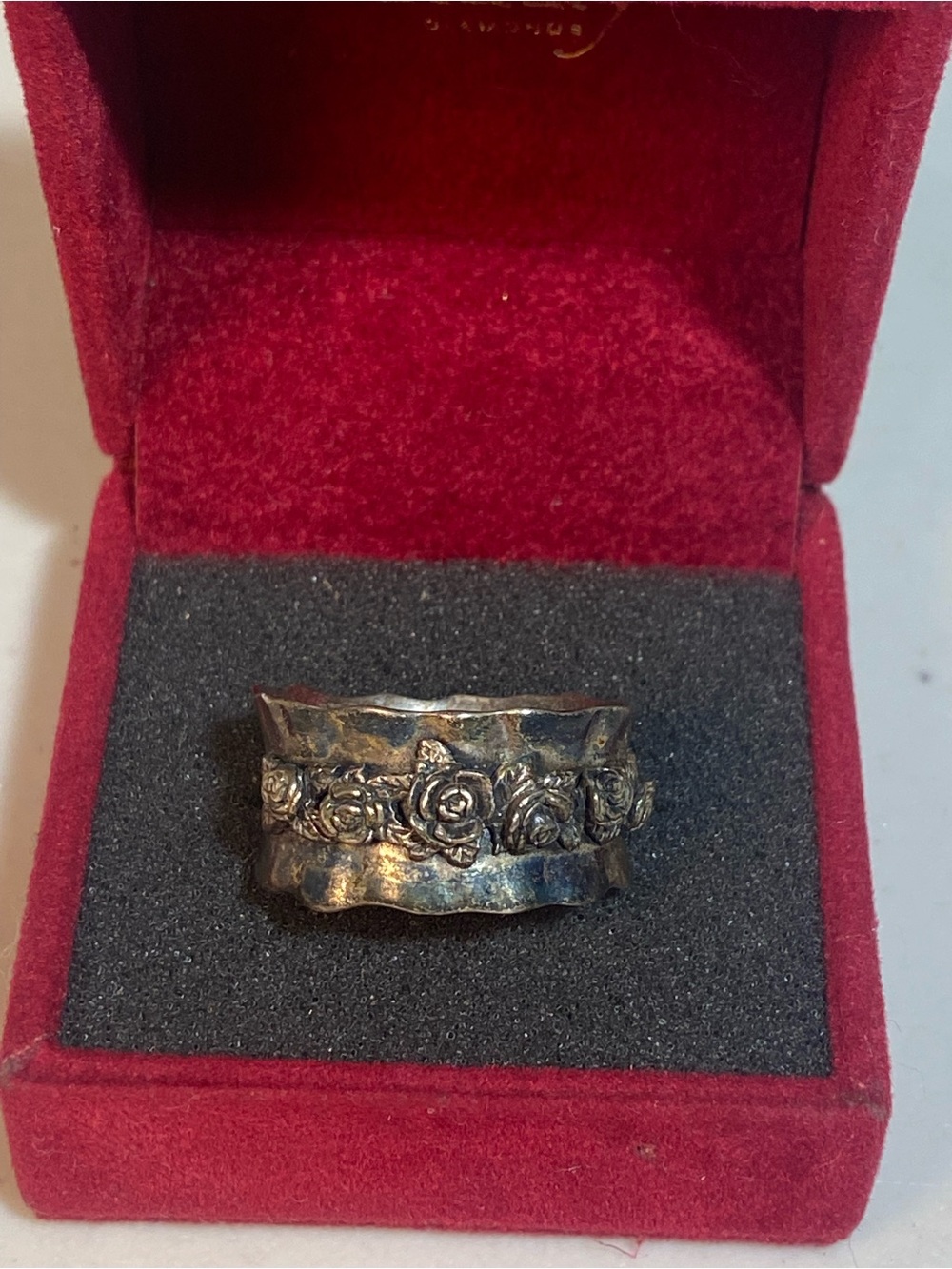 VTG Israel Sterling Sliver RL 925  Floral Rose Band Ring -